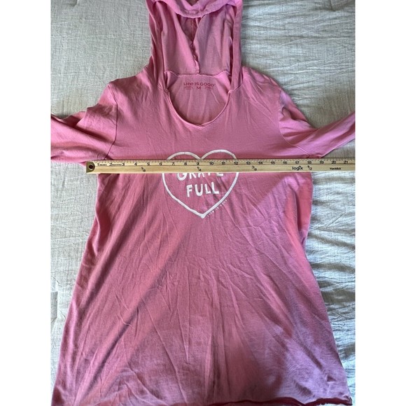 Life Is Good Womens Hooded Top Size M Pink "Grate Full" Basics Roll Hem Hoodie - Picture 6 of 7